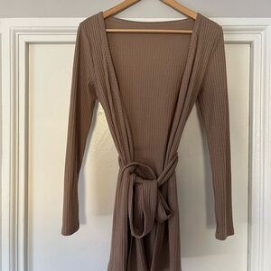 Nude duster cardigan sweater